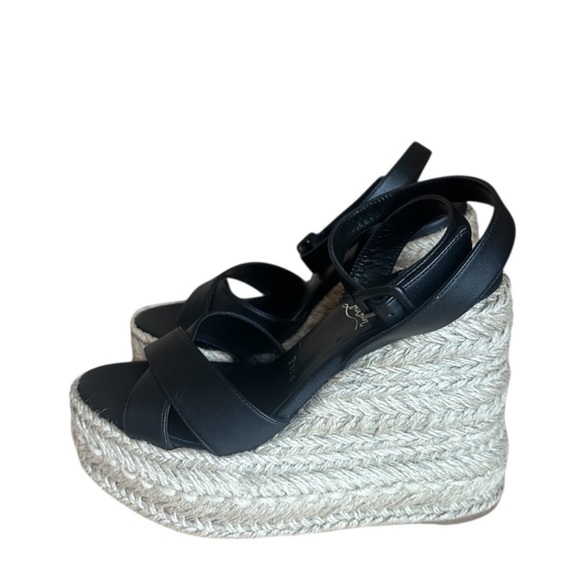 Christian Louboutin Mariza 130 NWT black leather wedges RETAIL 945 - Picture 7 of 10